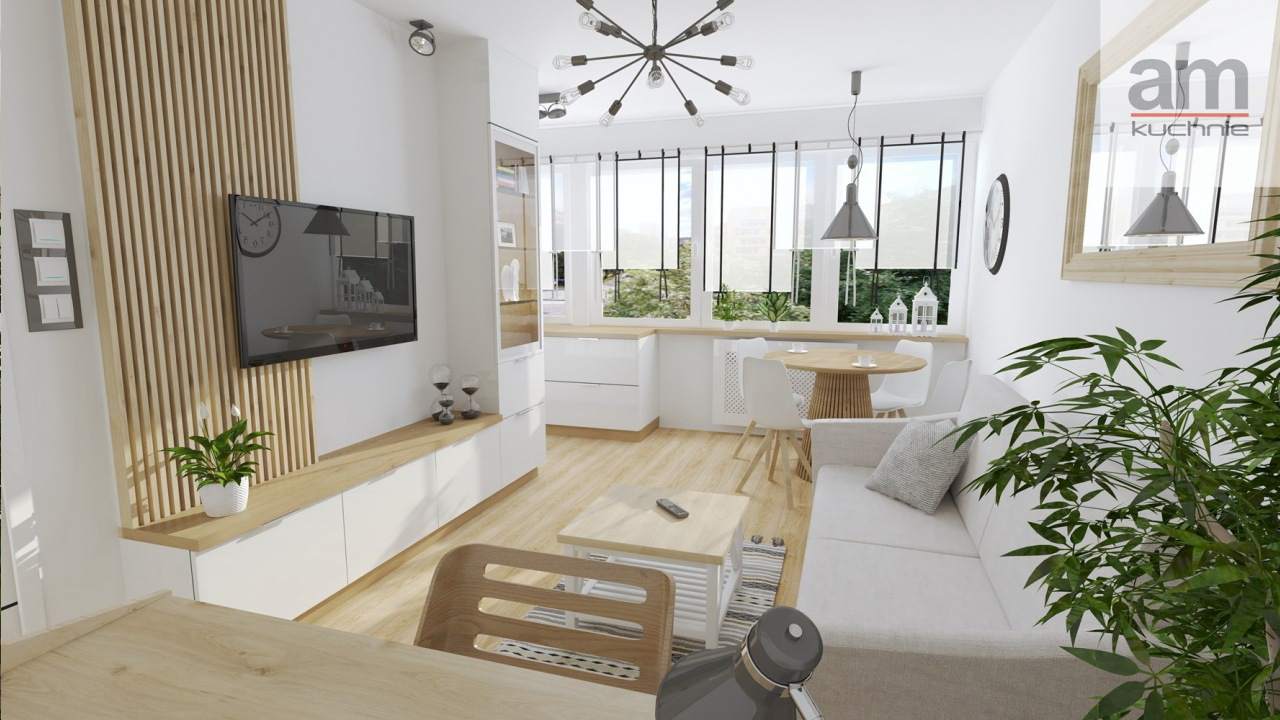 salon połączony z kuchnią