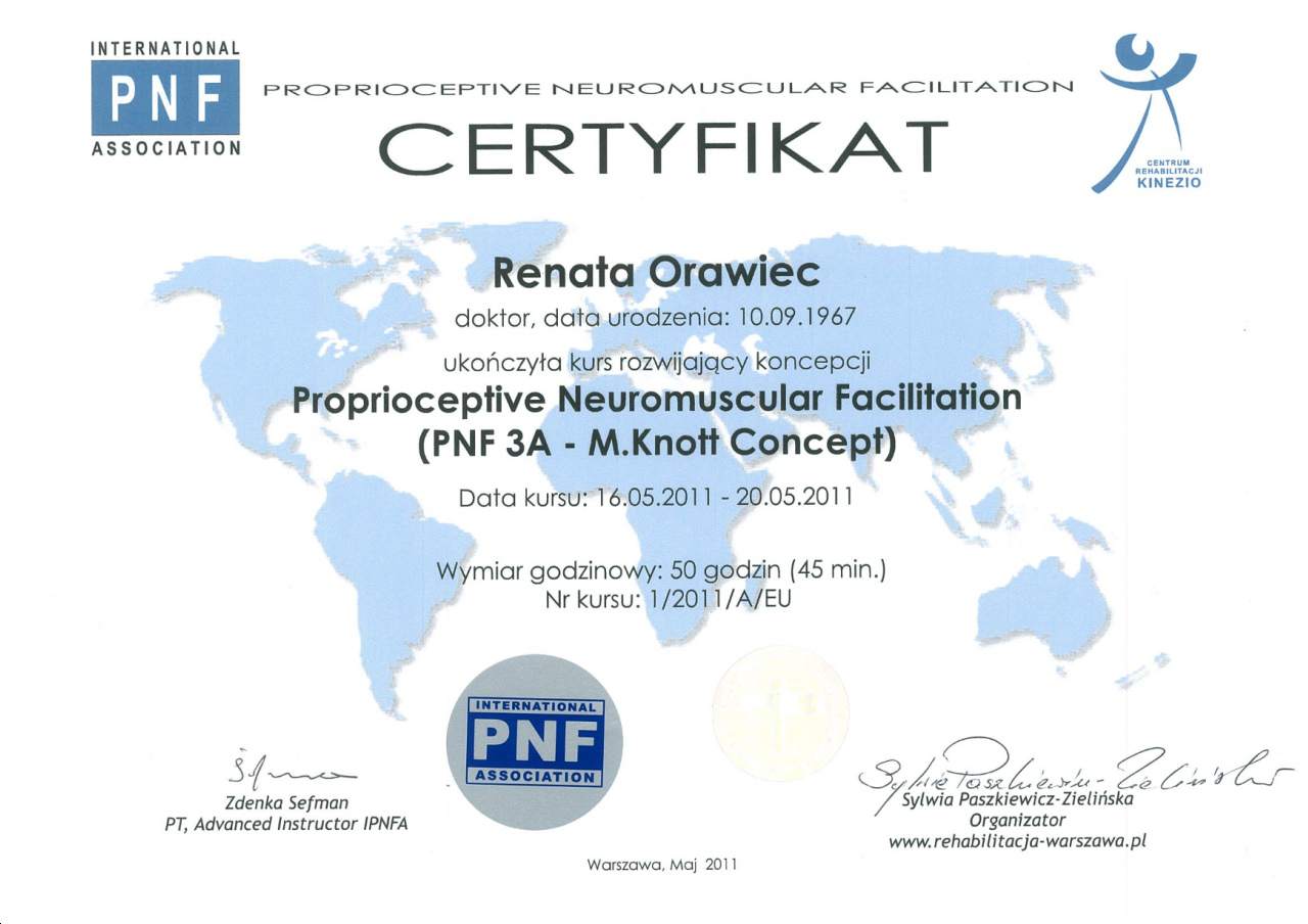 certyfikat Renata Orawiec