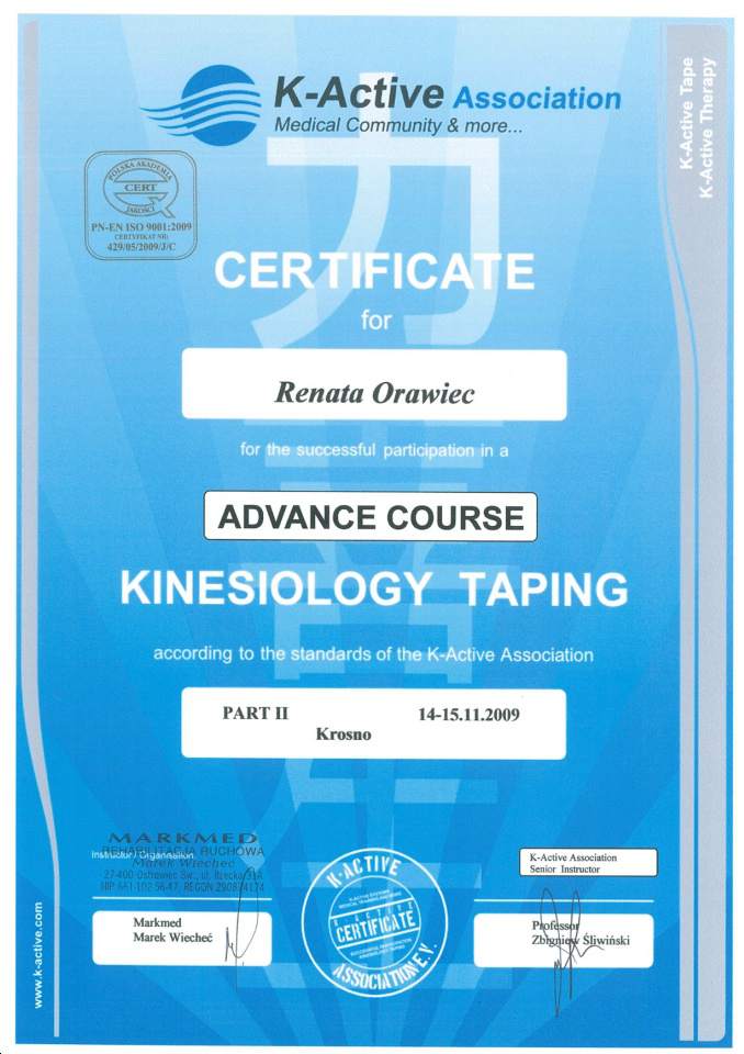 certyfikat Renata Orawiec