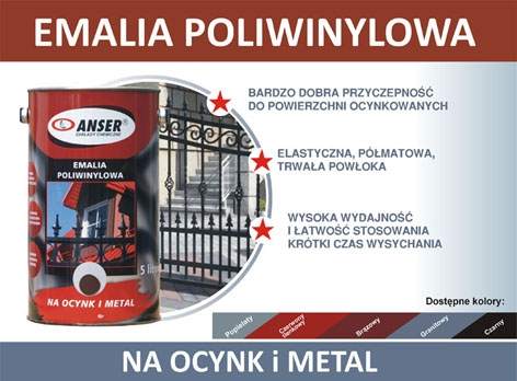 emalia poliwinylowa na cynk i metal