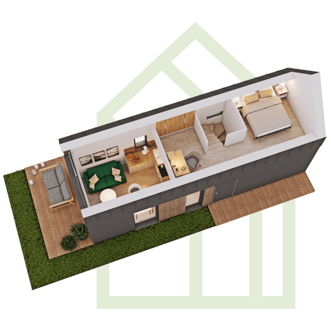 projekt wnętrza domu modułowego