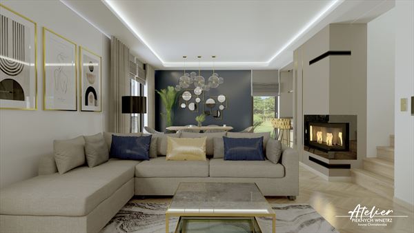 Ponadczasowa elegancja i szyk- projekt salonu i aneksu kuchennego