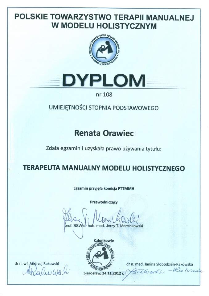 certyfikat Renata Orawiec
