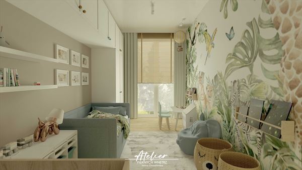 POKOIK DZIECIĘCY Z TAPETĄ W STYLU JUNGLE