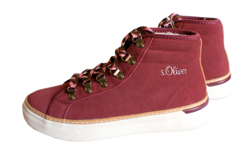 Botki damskie sneakersy sOliver bordo