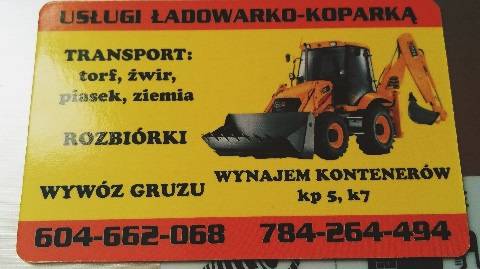 usługi koparko-ładowarką