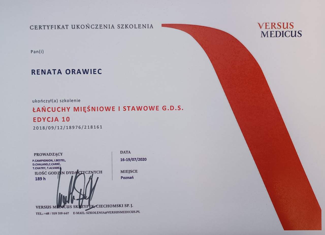 certyfikat Renata Orawiec