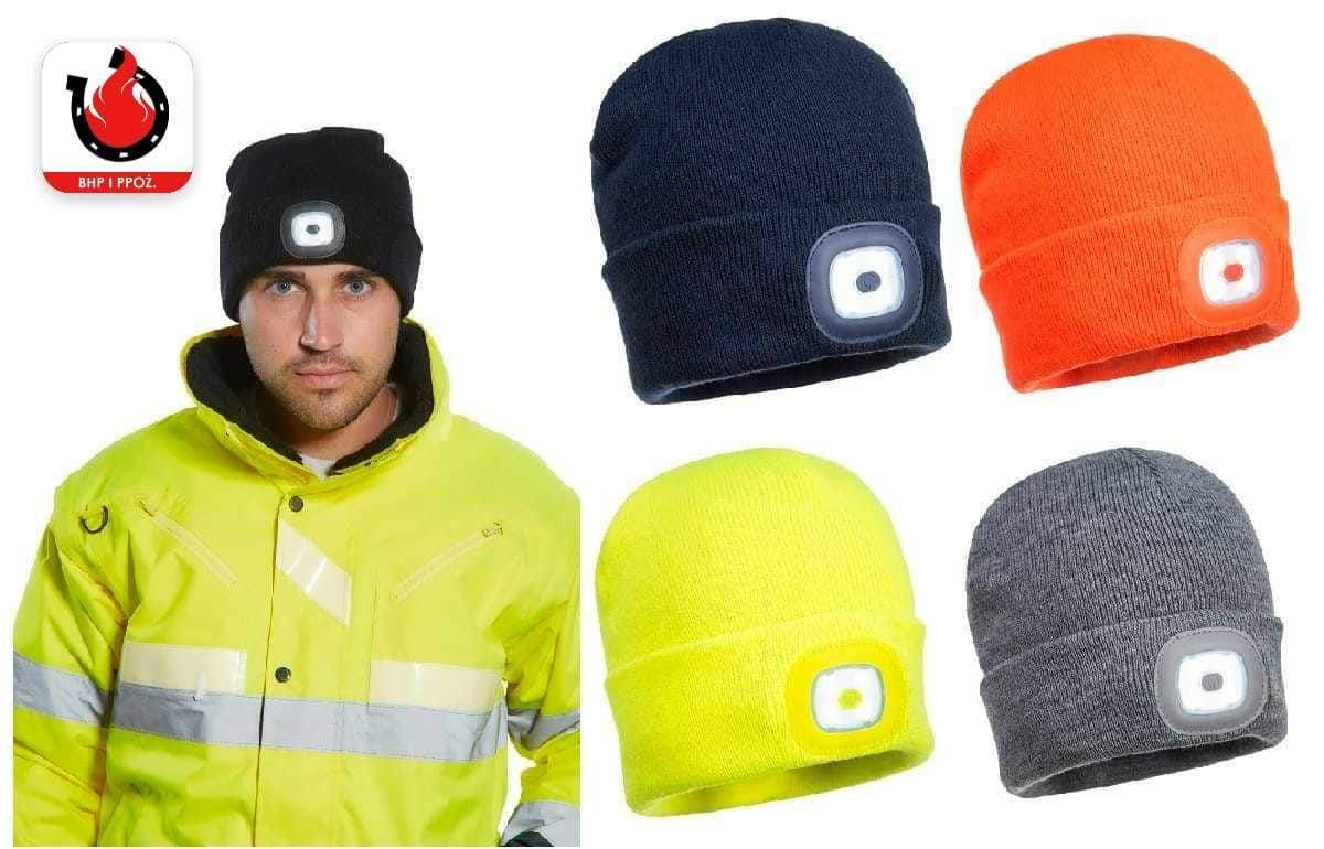 czapki zimowe z lampką LED do warsztatu, na spacer czy do biegania