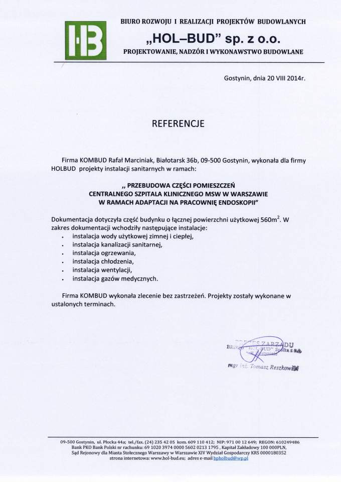 Projekt gazów technicznych Warszawa