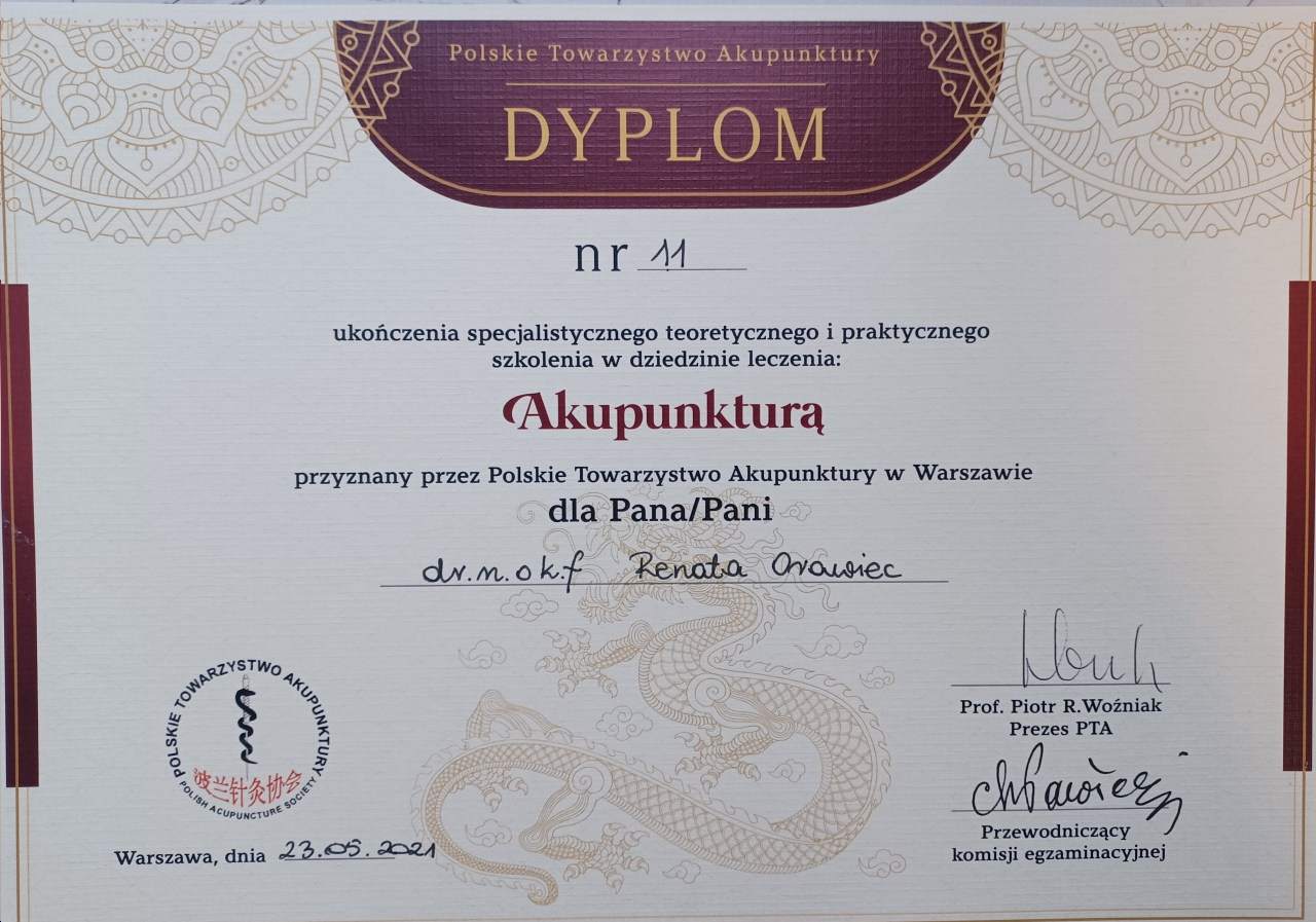 certyfikat Renata Orawiec